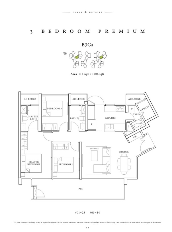 St Patrick's Type B3Ga 3 Bedroom Premium (Patio) Floor Plan